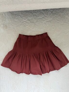 Anthropologie Terracotta Smocked Waist Pleated Skirt